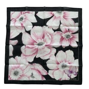 Hanae Mori Floral Black and Pink Handkerchief